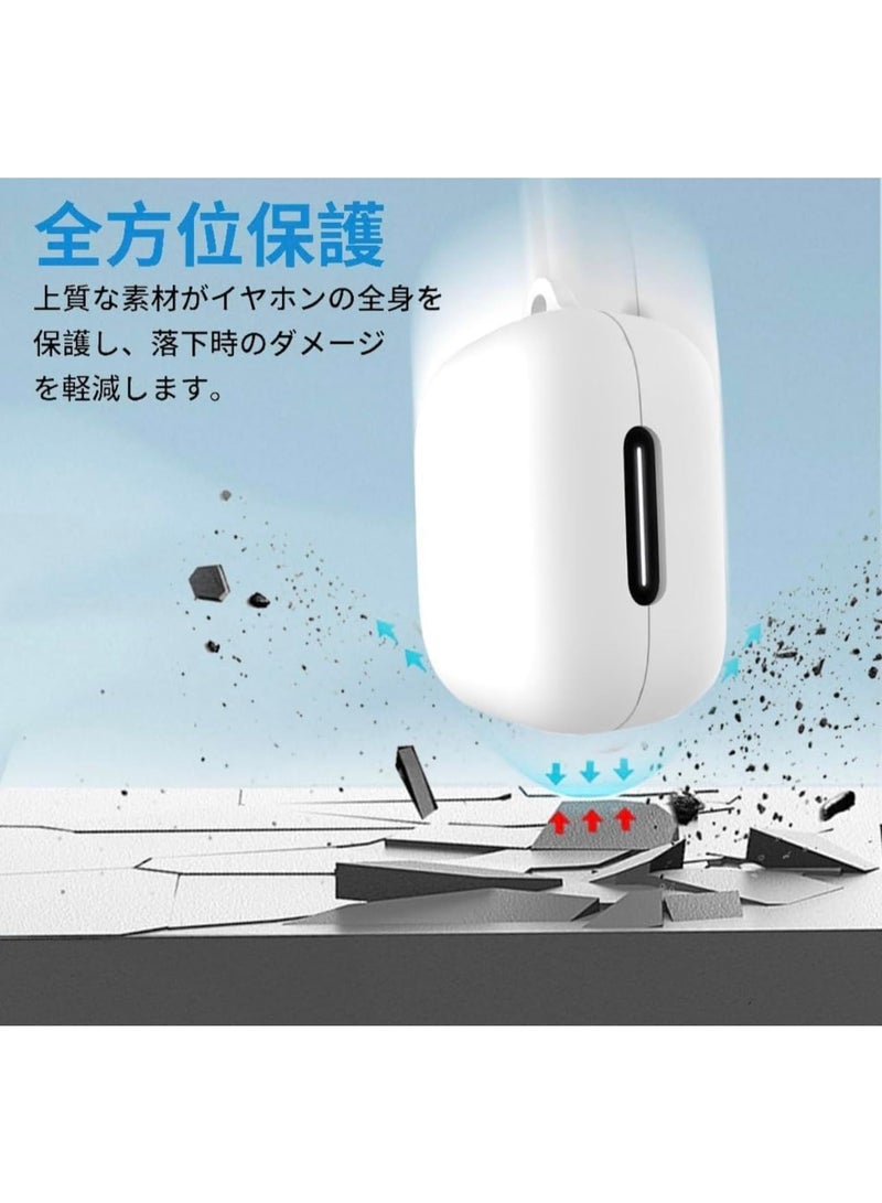 Compatible with Anker Soundcore R50i NC/Anker P30i Case Cover, Soft Silicone Shockproof Protective Case Wireless Earbuds with Carabiner, Front LED Visible (White) - Image 3